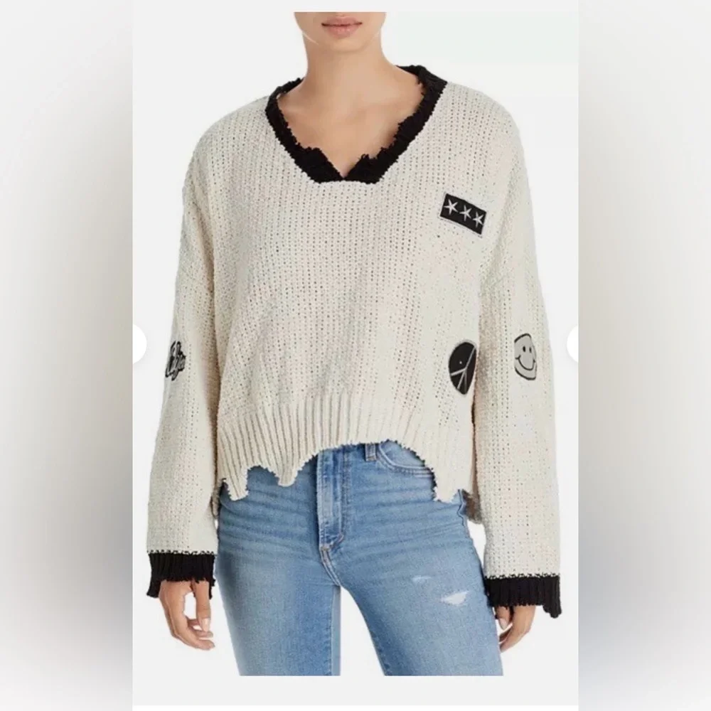 Vintage Havana Distressed Ripped Patchwork Sweater M - Picture 2 of 10